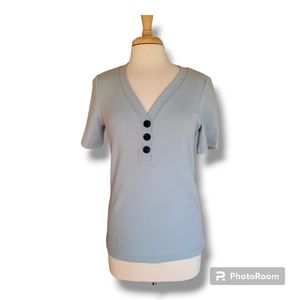 Merokeety Stretchy Knit V-neck Top with Short Sleeves. Women's. Size M